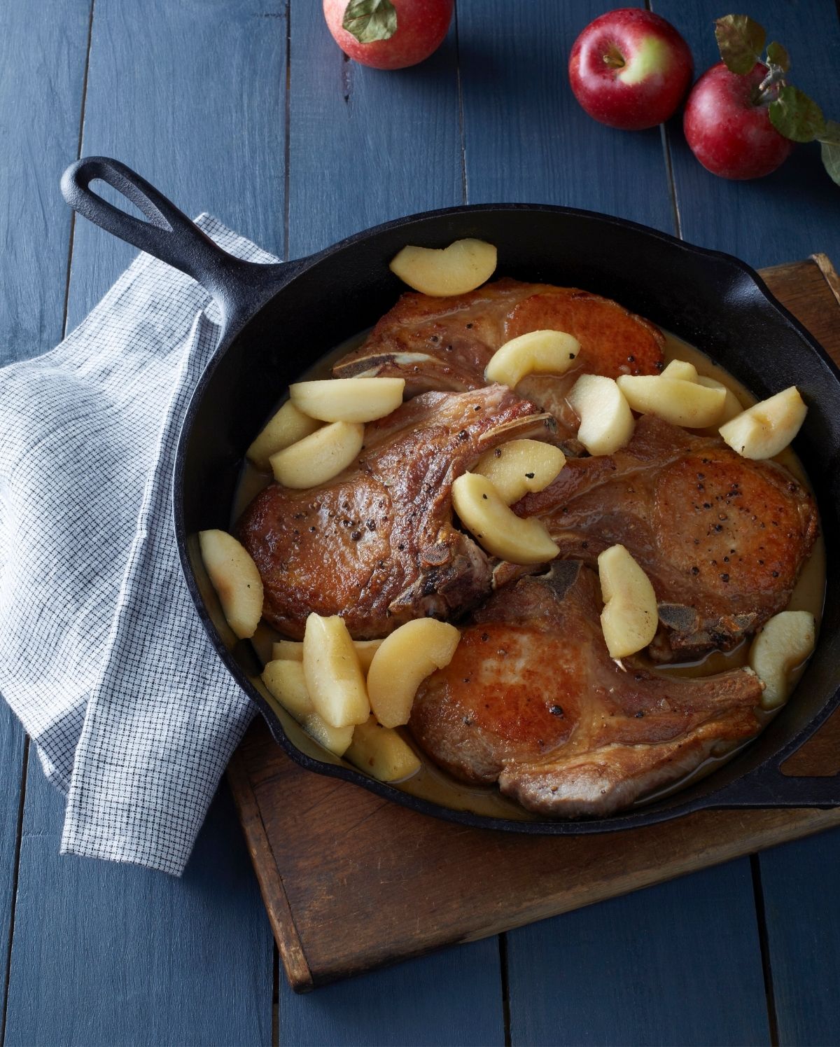 Pan-Seared Pork Chops with Maple Buttered Apples recipe | Stacie Billis