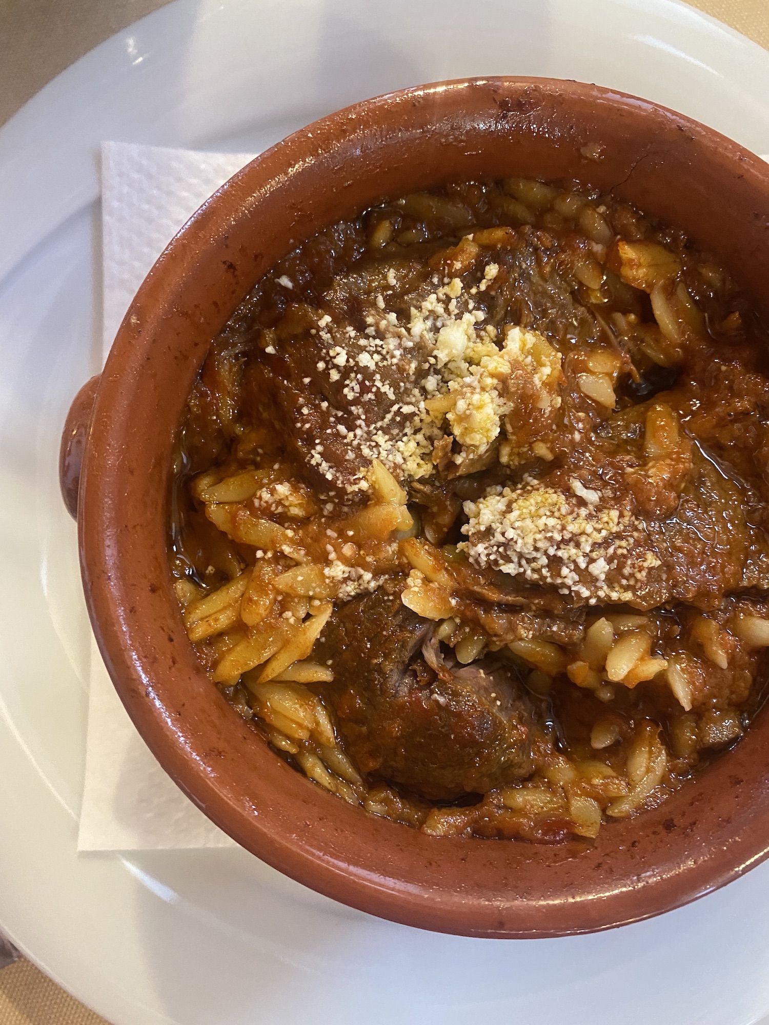 Traditional Greek Giouvetsi (Yiouvetsi): a Greek beef stew baked with orzo | Stacie Billis