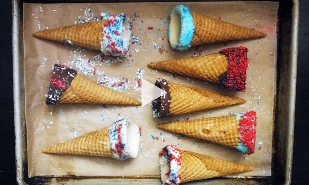 How to make chocolate dipped ice cream cones: 4th of July recipe, Memorial Day recipe | staciebillis.com