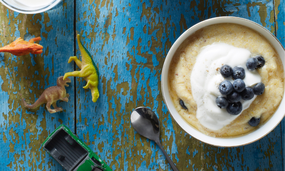 Blueberry Almond Breakfast Polenta recipe | Stacie Billis