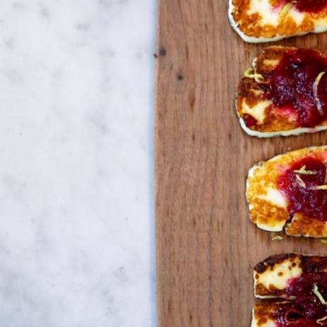 Easy holiday appetizer recipe: three-ingredient Fried Halloumi with Cranberry Chutney | Stacie Billis