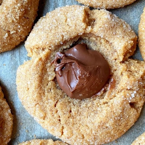 Peanut Butter Nutella Thumbprint Cookie recipe | Stacie Billis