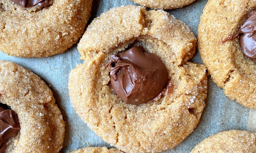 Peanut Butter Nutella Thumbprint Cookie recipe | Stacie Billis