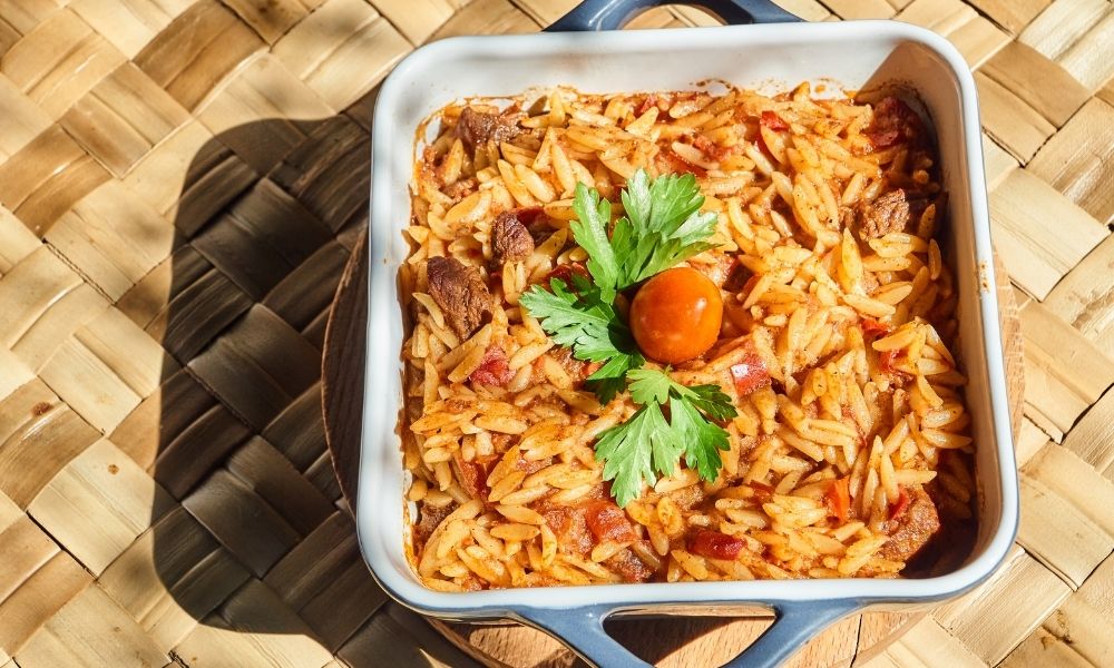 Greek Giouvetsi recipe (Yiouvetsi): A Greek Beef Stew Baked with Orzo that's a perfect family meal | Stacie Billis