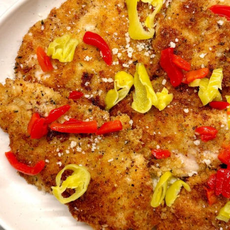 Chicken Cutlets with Honey, Peppers, and Parm from Open Wide cookbook by Benny Blanco | Stacie Billis