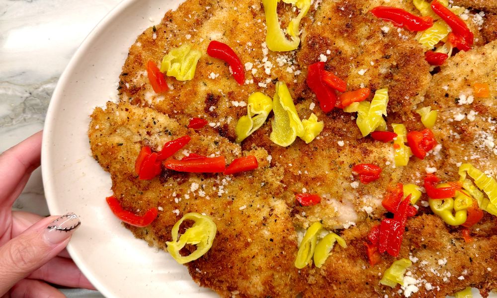 Chicken Cutlets with Honey, Peppers, and Parm from Open Wide cookbook by Benny Blanco | Stacie Billis